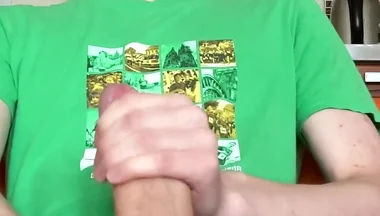 Big Load From a Boy in a Green T-shirt