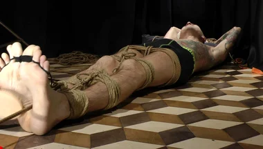 Nicky Tied in a Floor and Very Hot Tickle, Feet Tickling