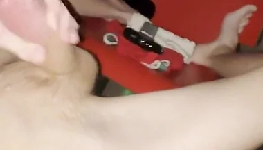 Athletic Russian guy with a massive cock cums on his abs with moans