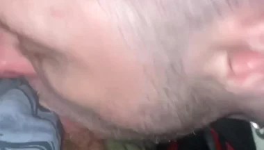 Kinkysirius in Chav Scally Outfit Sucks Hard by Leather Bear in the Public Restroom