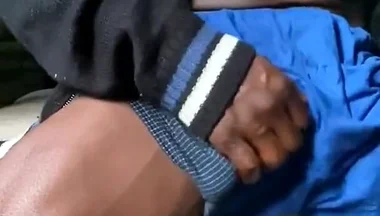 Stroking My Big Black Cock Threw My Boxers Shorts