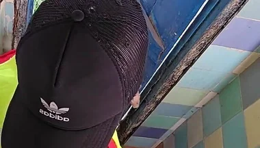 Two Construction Workers Making Out in the Company Bathroom.