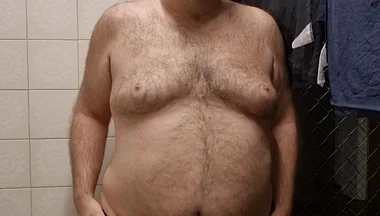 Chubby Daddy Bear Get Naked in the Laundry Room