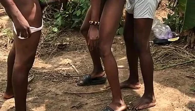 Threesome Sex in the Bush Where You Hot Tops with Masssive Cock Fuck a Femboy so Hard
