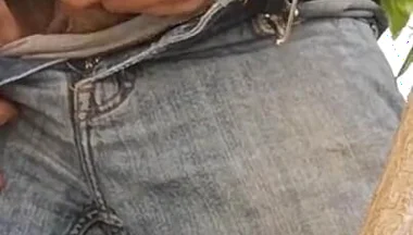 Hiding Outside Behind a Tree to Jerkoff with Huge Cumshot