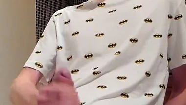 Sweet load of cum flows from this cute guy's big cock