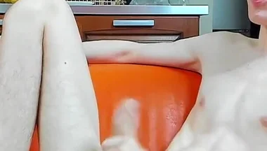 Evgeny Twink Jerks off a Huge 23 Cm Cock, Cums and Licks Cum!