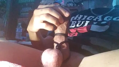Squeezing My Balls While I Stroke My Lasso'd Cock Until Waterfall of Cum