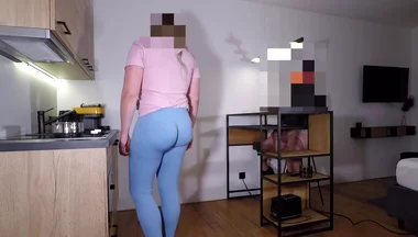 Jerking off While Trans Step-sister Is Cooking