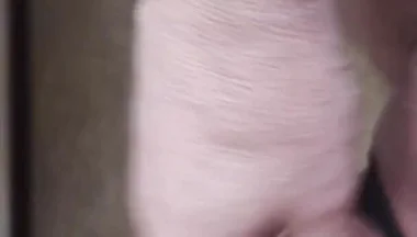 My Friend Sits in a Chair and Jerks His Cock While Watching the Video Until He Orgasms