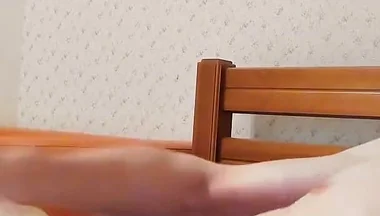 I masturbate lying on the couch in sneakers