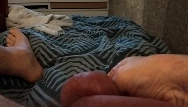 My Friend Lies on the Bed and Plays with His Big Cock