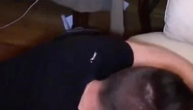 Threesome sex party with 3 twinks in the sofa