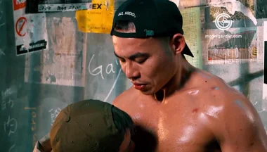 GIF-008 BBQ clerk. Rough sperm beef splashes three times in a row