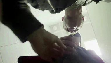 The Teacher's Thick Sucks in a Public Toilet. Slaps for a Student