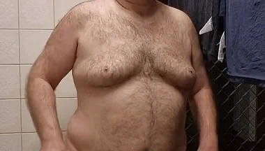 Chubby Daddy Bear Get Naked in the Laundry Room