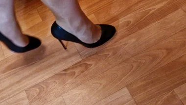 Walking Practice Before Cum in My New Black Pumps