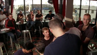Muscle stud uses and fucks his boy in front of a horny lunch crowd.