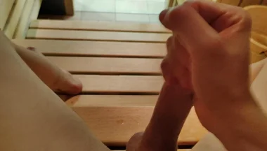 Young Skinny White Boy Jerking in the Sauna