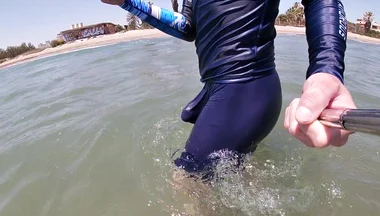 Surfer Gets Erect in His Lycra for the Pleasure of the People