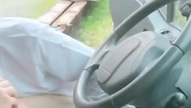 Masked Cock Sucker In Suit Blows My Big Dick In My Truck With The Door Wide Open