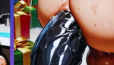 Old, Chubby Gay Man Shows off His Big, Round Ass While Being Fucked Dressed as Santa Claus. Anime Hentai Animation