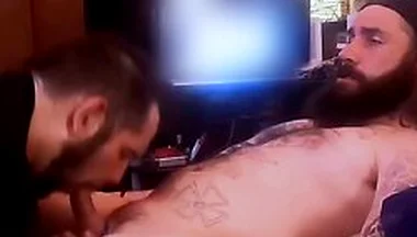 Tattooed Straight Guy Gets Sloppy Blowjob From Cum Hungry Fag