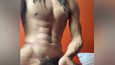 Muscular Bbc Strokes And Nuts On His Knees