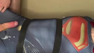 Tied Superman Cumshot Twink