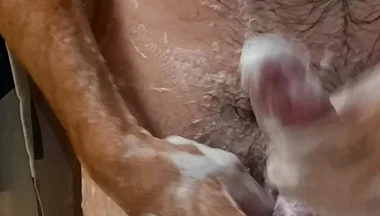 Hot Dilf Shower Big Uncut Cock Wanking and Cumming - Rockard Daddy