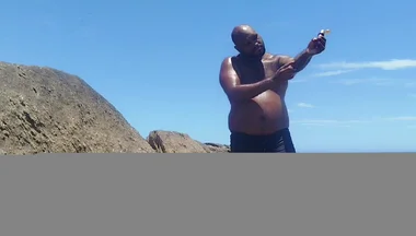 Tanning My Hairy Body and Gg on the Apoador's Stone in Rj