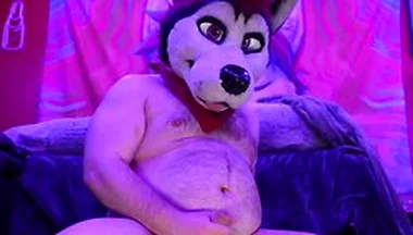 Chubby Fursuiter Jerks Off