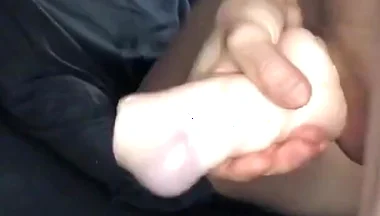 Jerking off with a Flashlight and Big Cumshot
