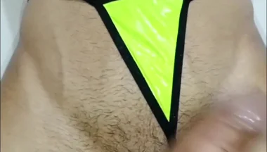 Big and Veiny Cock in Panty, Intense Masturbation, Gay Vergon, First Shot