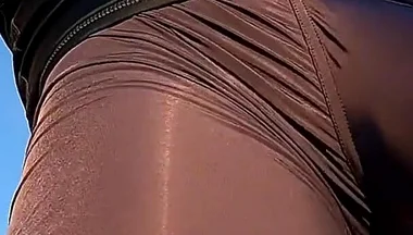 Fitness Instructor in Tight Spandex Gets Erect While Stretching (precum)