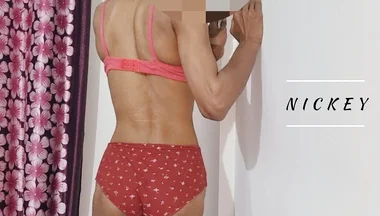 Skinny Sissy Enjoying in Bra and Pantie