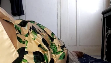 Cum Wearing Satin Set of Tank Top and Skirt