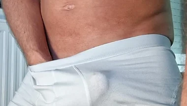 I Masturbate in My White Boxers and Take Out My Big Cock