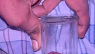 Indian Boy Mastrubate with Glass Jar
