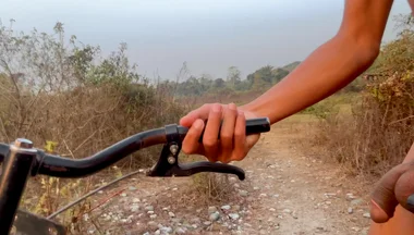 Nude Desi Boy Riding a Bicycle in the Open Outdoors.