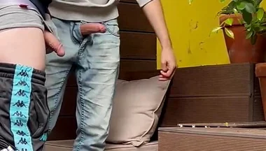2 Boys Try to Piss in a Glass (one of Them Starts to Get Hard)