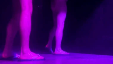 Amateur Guys Caught in the Gym's Shower - One of Them Gets Hard, Tries a Quick Handjob, and Leaves. the Other One Pees