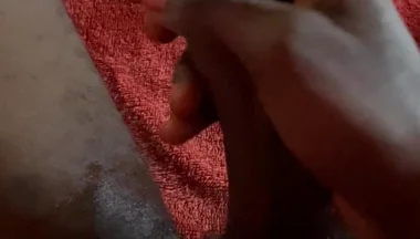Jerking off Big Black Cock in Bedroom