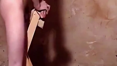 Fleshlight Stand Fuck with Wooden Anal Plug Masturbation