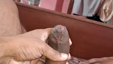 The Young Boy From the Village Was Fucking His Big Fat Cock with His Hand, and Dropped the Metal on His Stomach.