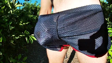 Cumming in My Sport Shorts Outdoors