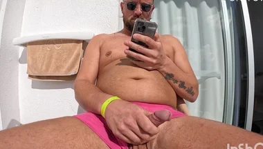 Masturbation on the Balcony with Cumshot Ending