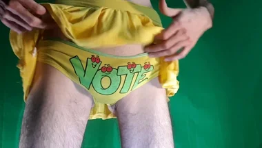 My Panties for Contests Under My Yellow Miniskirt