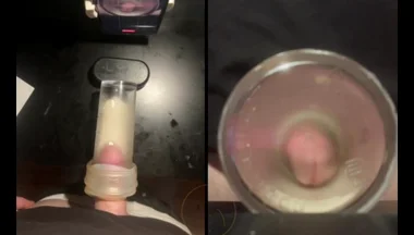 Pissing in a Fleshlight Helped by a Friend POV