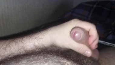 Masturbating on Bed and Huge Cumshot to My Hairy Belly